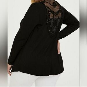 torrid Black Long-Sleeve Top with Lace Back Detail